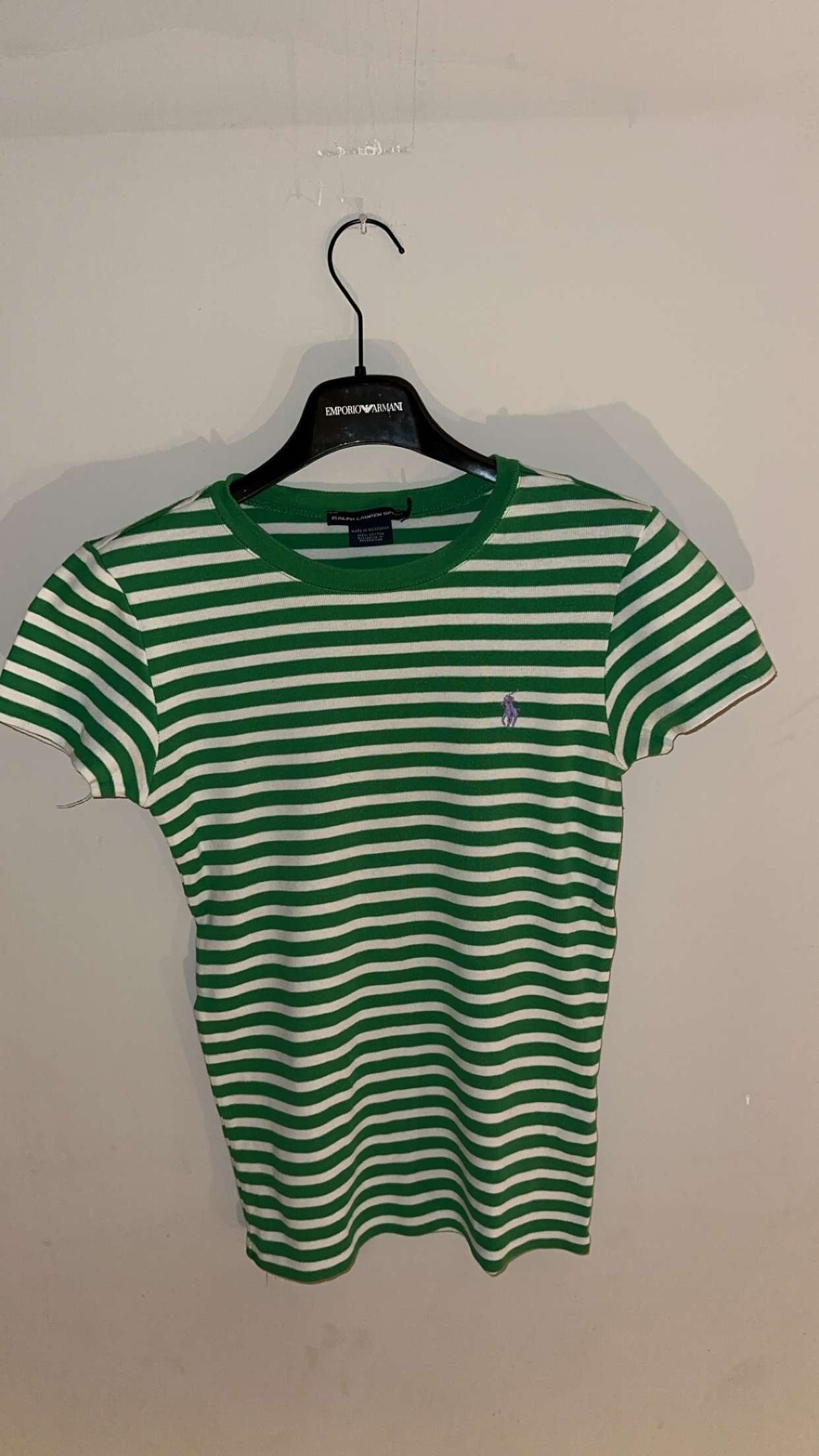 Women’s Medium Ralph Lauren Green/White Stripe Tee
