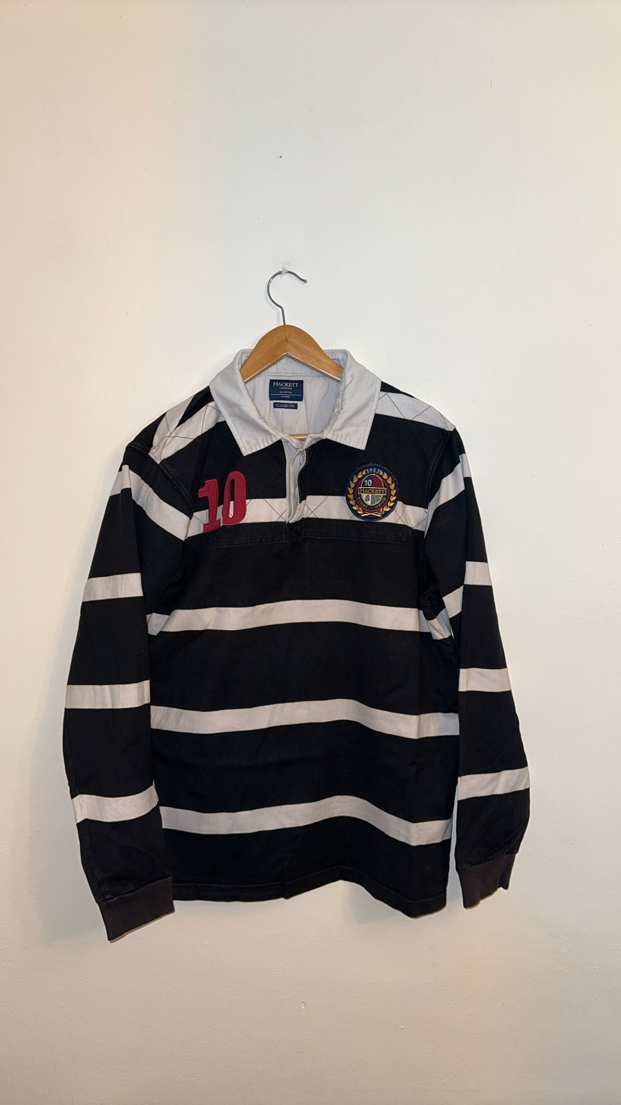 Large Black and White Rugby Polo