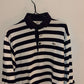 Large Black & White Striped Long-Sleeve Lacoste Polo