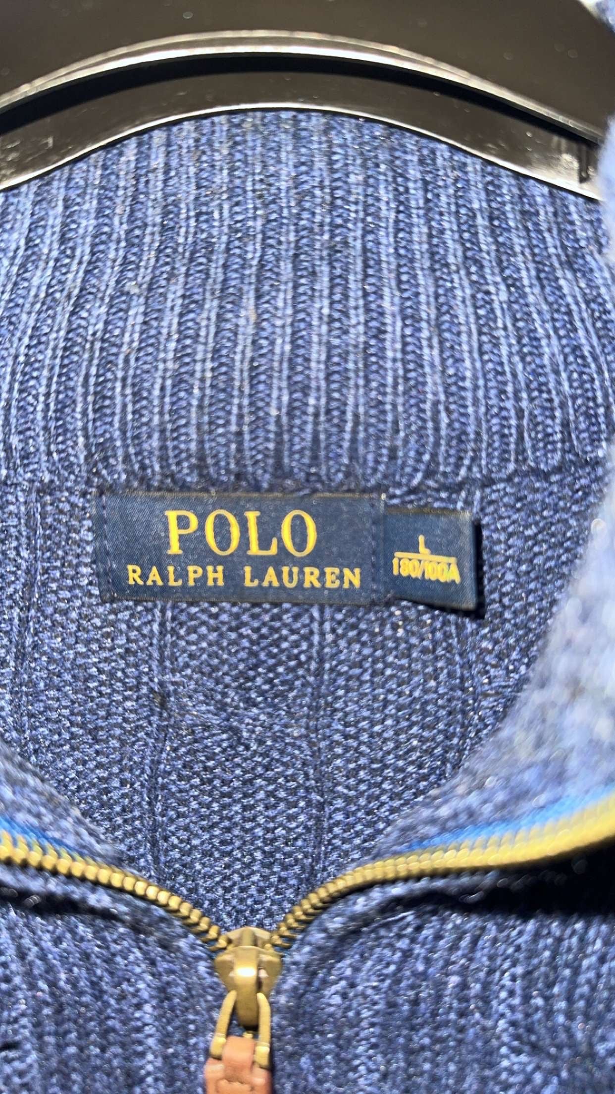 Large Navy Knitted Quarter Zip