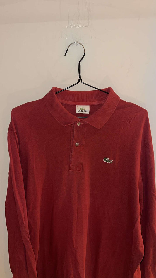 Large Red Long-Sleeve Lacoste Polo