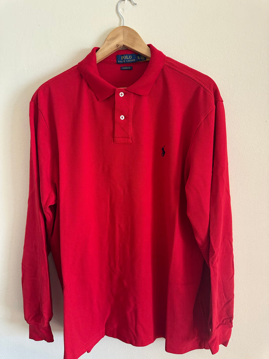 XL Red Ralph Lauren Long Sleeve Polo