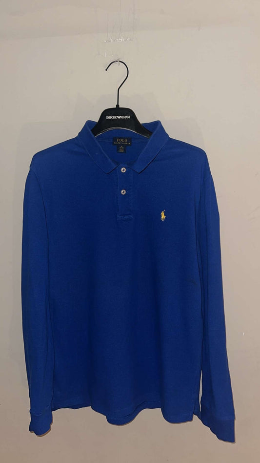 Large Blue Long-Sleeve Polo Ralph Lauren Shirt