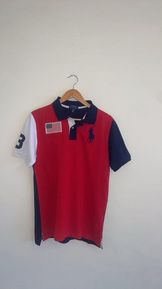 Ralph Lauren Polo Red Navy USA Flag Big Pony