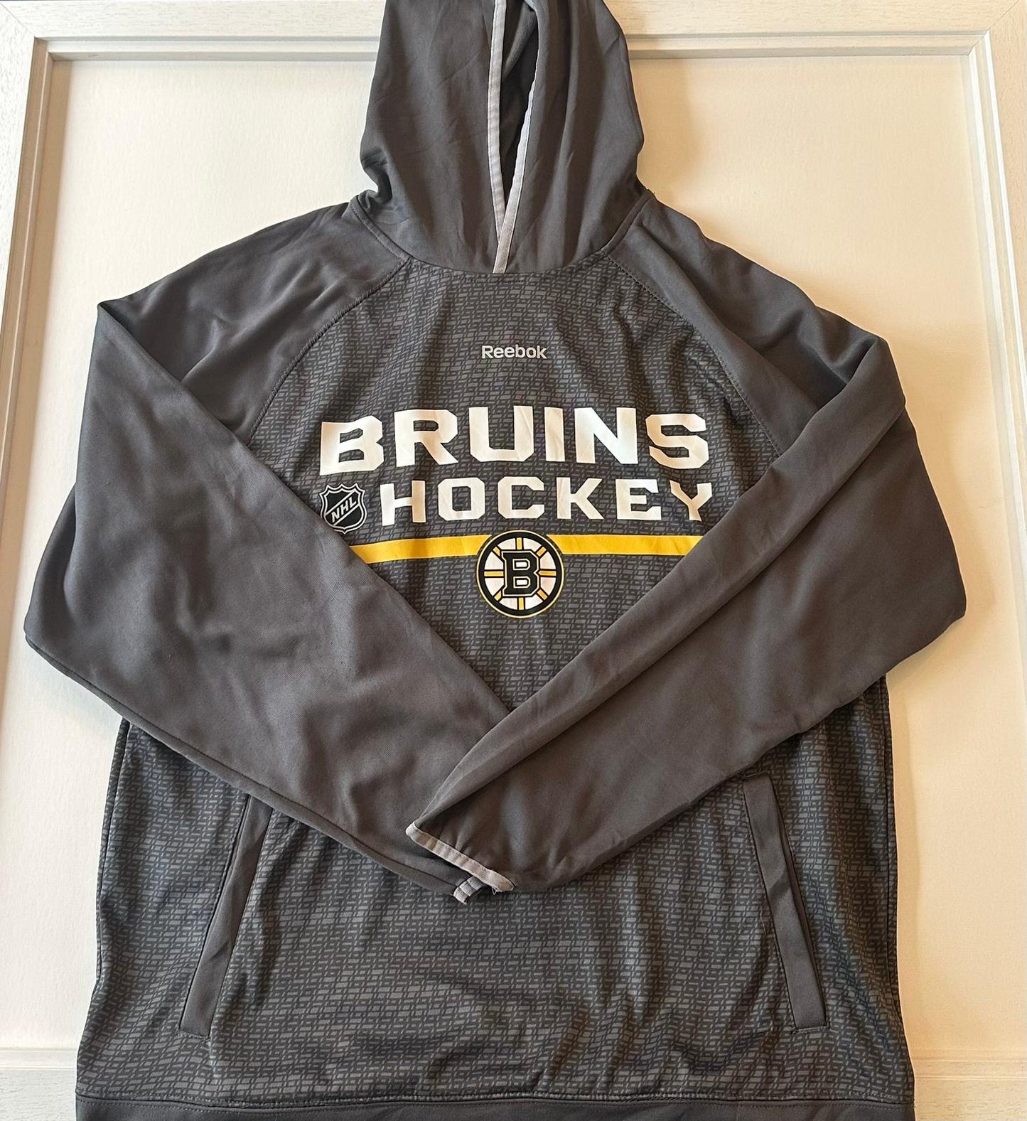 Large Grey Bruins Hockey Hoodie