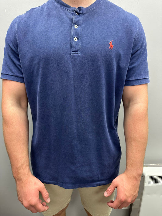 Ralph Lauren Navy Short-Sleeve Henley (Men’s Large)