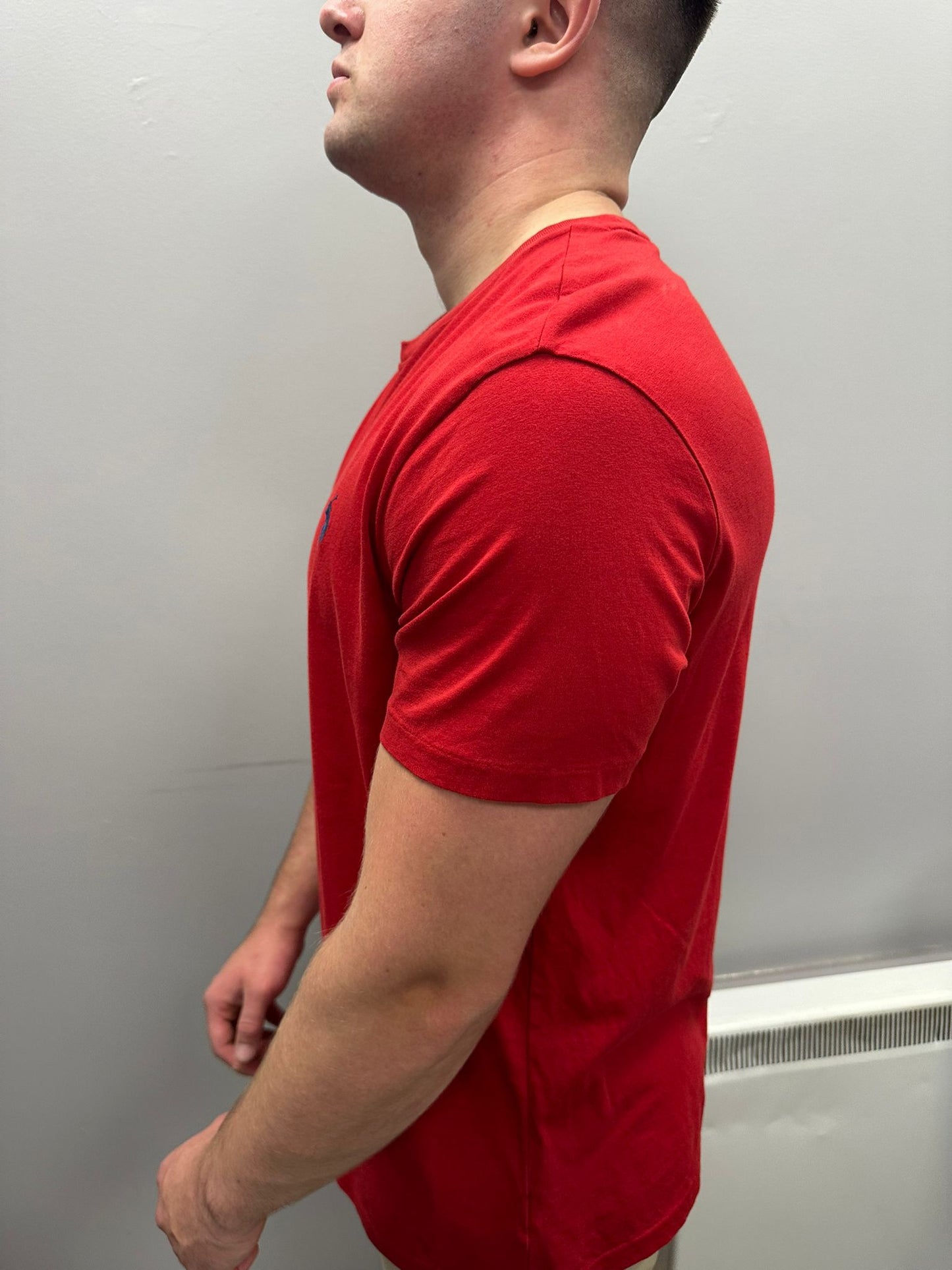 Ralph Lauren Red Crew Neck T-Shirt – Size L (Fits Like XL) – Premium Cotton